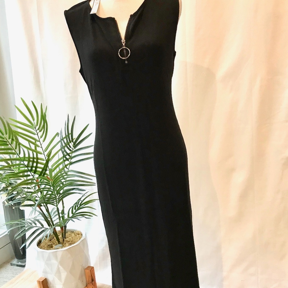 NWT Catherine Malandrino Zip Front Ribbed Bodycon